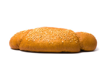 Single fresh bun, soft shadow on white