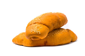 Two fresh bun, soft shadow on white