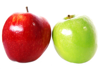 fresh red and green apples isolated on white