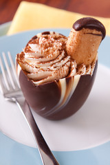 Tiramisu in a chocolate cup