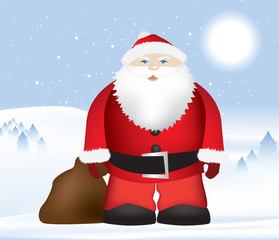 santa in winter landscape