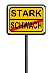 Information auf Schild