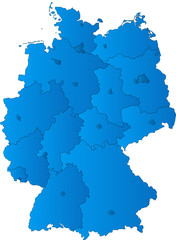Deutscland + Bundesländer + Hauptstädte - blau