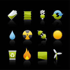 Icon Set in Black - Ecology