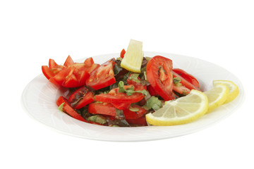 served vegetable tomato salad