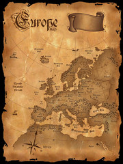 Vintage Europe map vertical