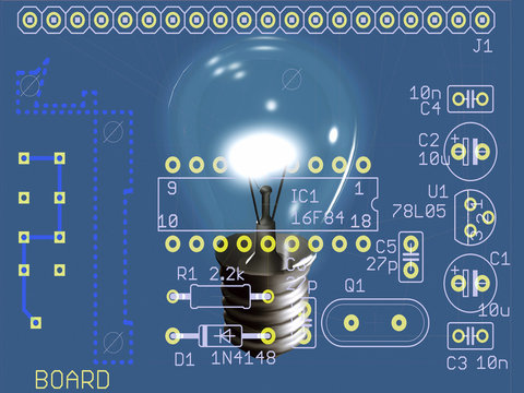Bulb & electronic circuit abstract