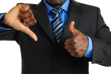 Business man showing thumbs up and thumbs down