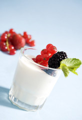 Yougurt with redcurrant and blackberries