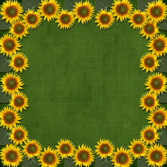 Grunge paint background for design with sunflowers