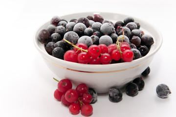 Frozen red and black currants