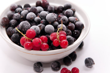 Frozen red and black currants
