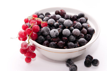 Frozen red and black currants