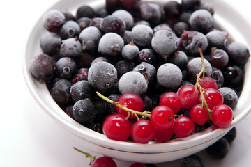 Frozen red and black currants