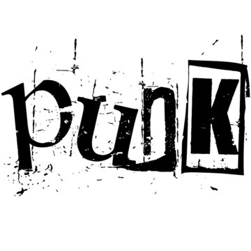 Fototapeta the word punk written in grunge cutout style