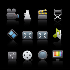 Icon Set in Black - Film Equipment