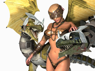 druïde vrouw met twee draken