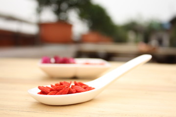 Goji berry with roses