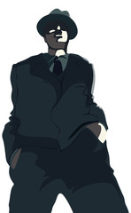 Young gangster in suit and hat