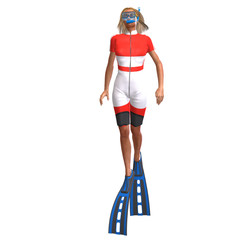 female diver with snorkel