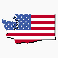 Washington map flag with shadow