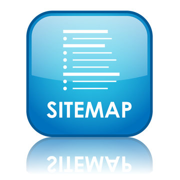 Square "SITEMAP" button with reflection (blue)