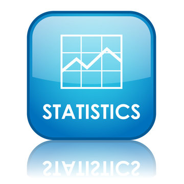 Square "STATISTICS" button with reflection (blue)