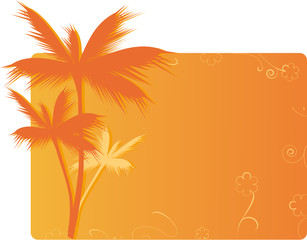 Banner with palms and floral ornament