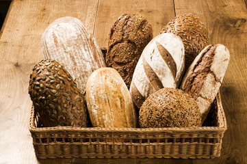 Various types of brown bread