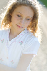 young girl in evening light