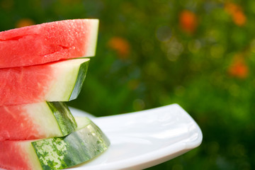 Fresh slices of watermelon