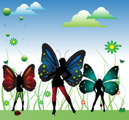 Fairies with colorful wings