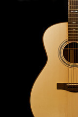 Acoustic guitar shown against a black background.