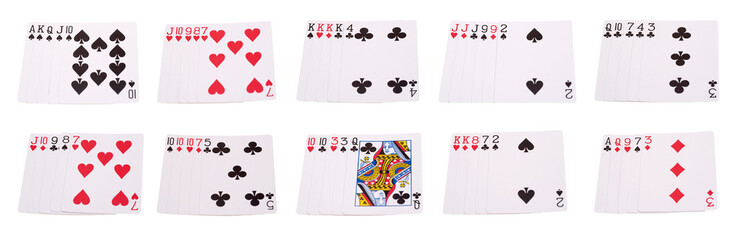 Poker set of cards combinations