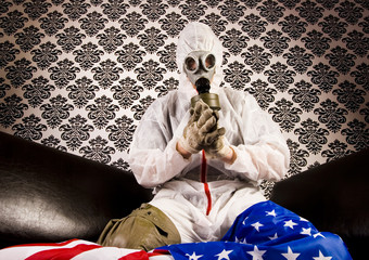 American flag, Freak in the mask  - obrazy, fototapety, plakaty