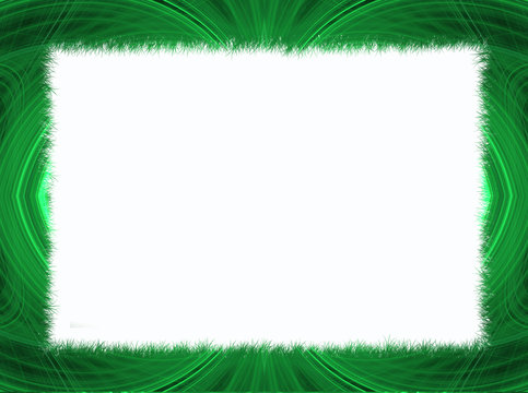 Green fringe fractal border with white copy space.