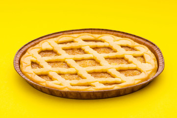 Sweet pie isolated on the green background