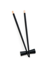 Black chopsticks isolated on the white