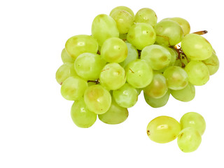 Branch of green grapes. Isolated.
