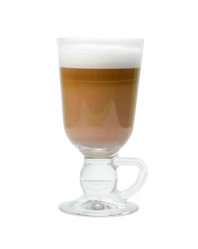 late coffee in glass bowl  isolated