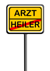 Information auf Schild