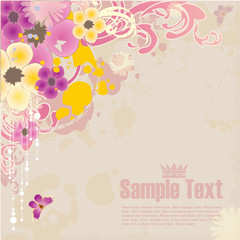 grunge background with floral ornament