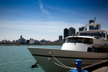 boat moored in the bay of Chicago