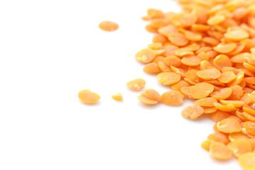 Red Lentils Close-up Isolated