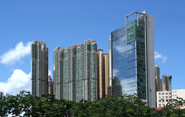 Modern apartment building and corporate building