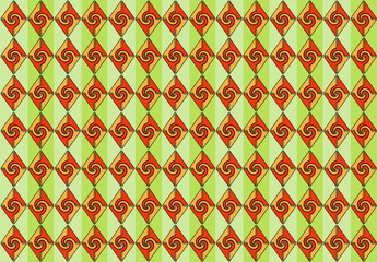 Grren-red-orange pattern