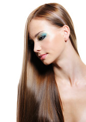 Fototapeta premium Portrait of beauty long hair of young blonde woman