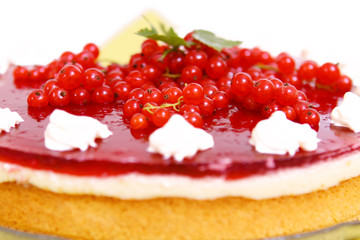 Käsekuchen,mit rote Johannesbeeren