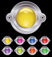 Set of button fastened by screws