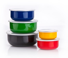 Colourful plastic containers